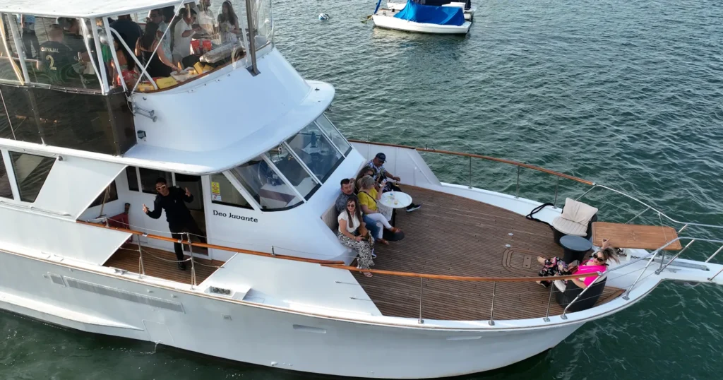 Luxury private yacht in Newport Harbor