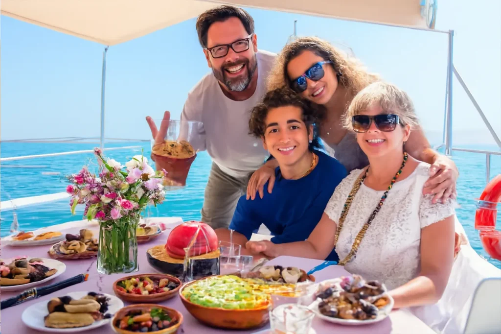 Enjoy onboard entertainment and fine dining on our luxury yachts