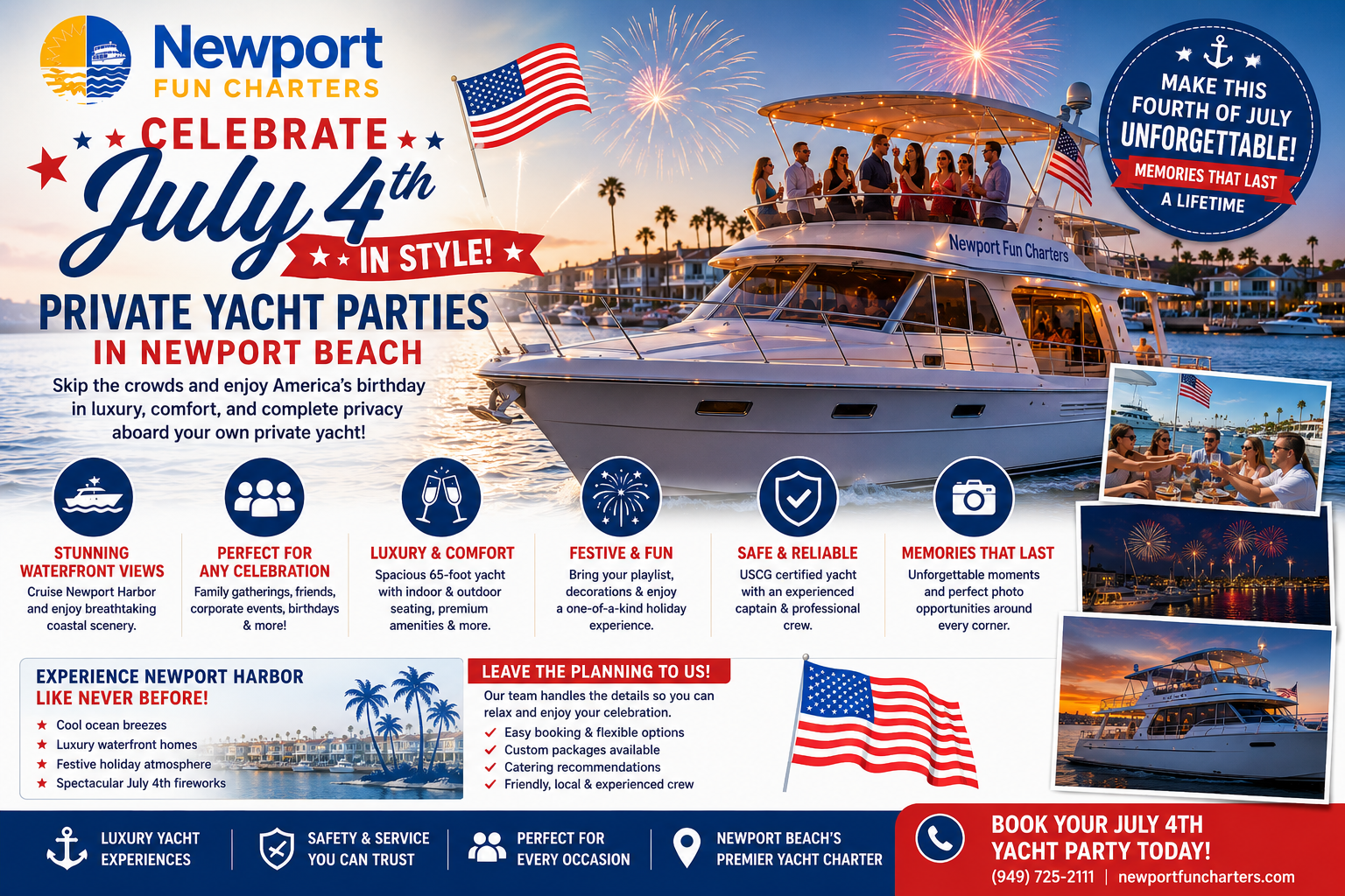 Celebrate July 4th on a luxury yacht